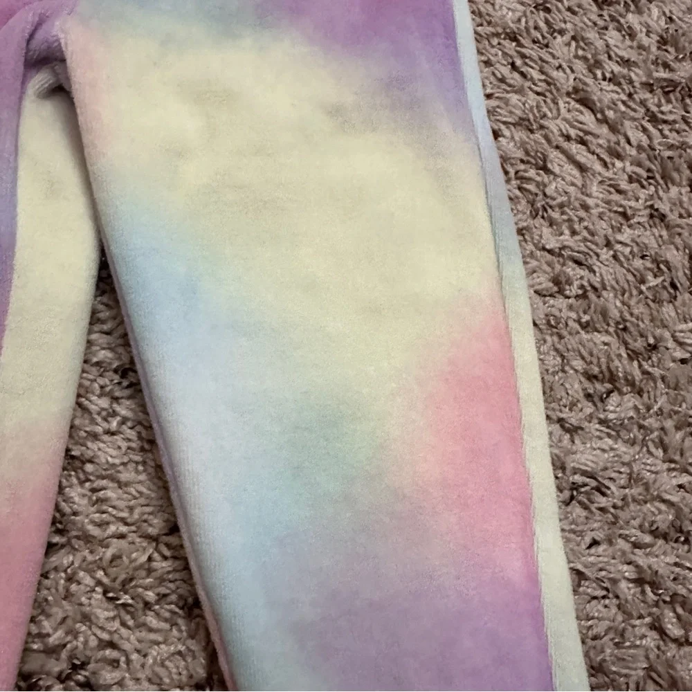 Juicy Couture Kids Tie Dye Rainbow Velour Pants Girls Size 4T Cute Spring